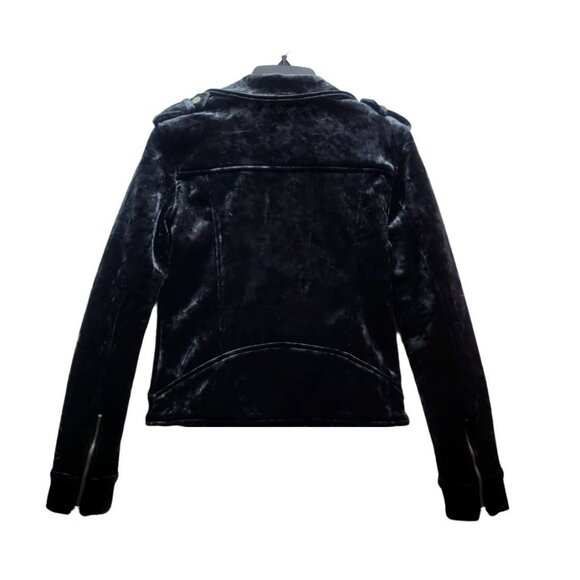 ⭐BLANKNYC NYC Size S Women's Shinny velvet PARTY Moto Jacket Grey side zip New - Picture 2 of 7